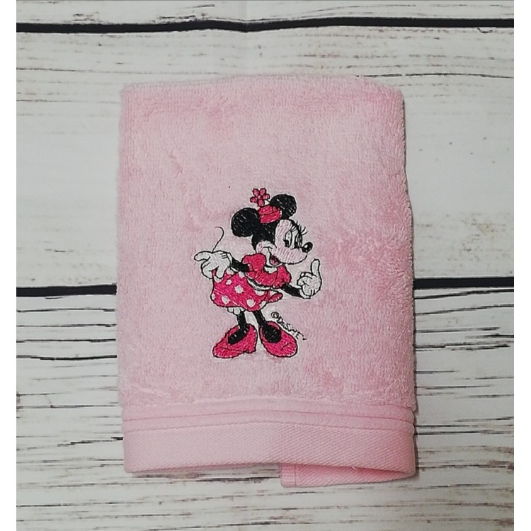 color rosa Toalla de Minnie para guardería y niños tamaño 50 x 30 cm