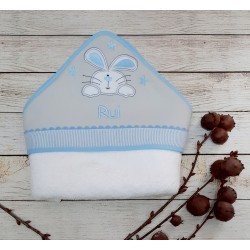 Capa de Baño para Bebé Personalizada Mod. Rabbit Azul